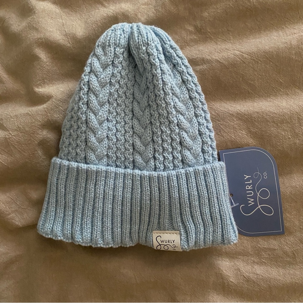 Swurly Cable Knit Silk Lined Beanie